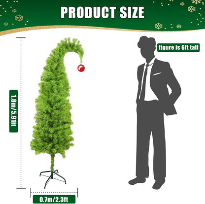 6FT Lime Green Christmas Tree Bendable Artificial Christmas Tree Whimsical Christmas Tree for Indoor Christmas Party Decor Whimsical Decor