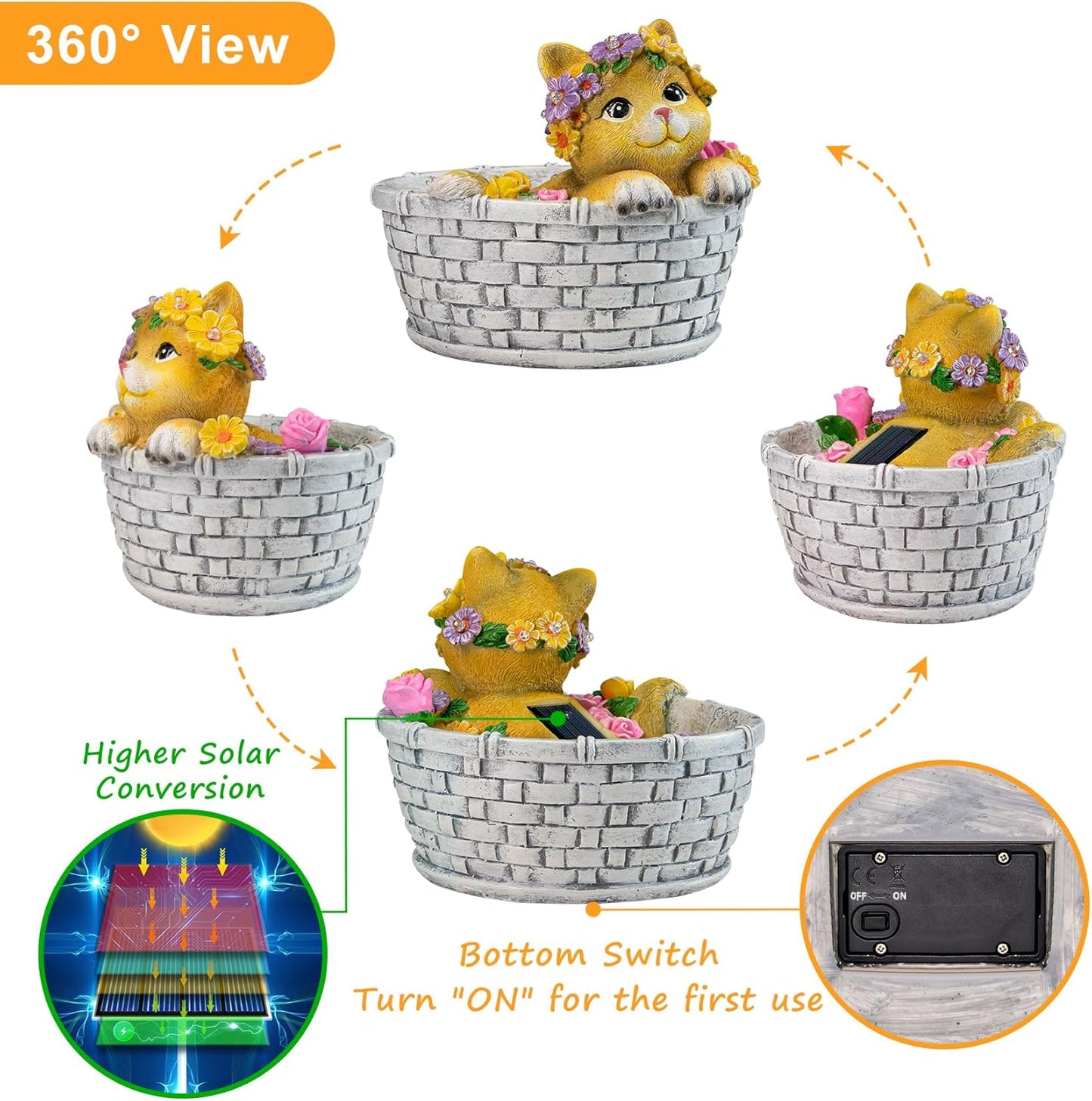 HOMEIMPRO Garden Decor Outdoor Statue Solar Lights, Cat Lover Gifts, Backyard Patio Decor, 8LED, Lovely Kitten Garden Gifts, Outside Decorations, Birthday Garden Gifts for Women Mom