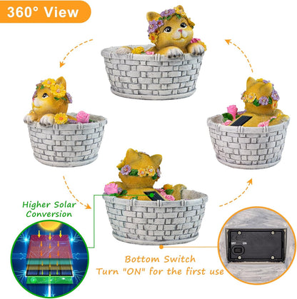 HOMEIMPRO Garden Decor Outdoor Statue Solar Lights, Cat Lover Gifts, Backyard Patio Decor, 8LED, Lovely Kitten Garden Gifts, Outside Decorations, Birthday Garden Gifts for Women Mom