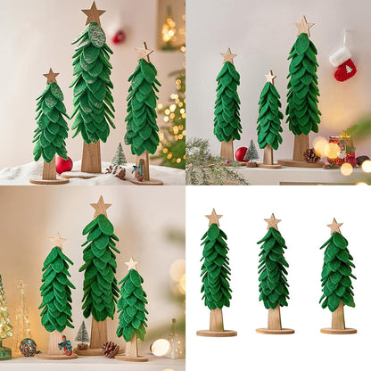 Freestanding Large Felt Christmas Tree with Ornament Holiday Desktop Centerpieces Stylish Home Decoration Accessories