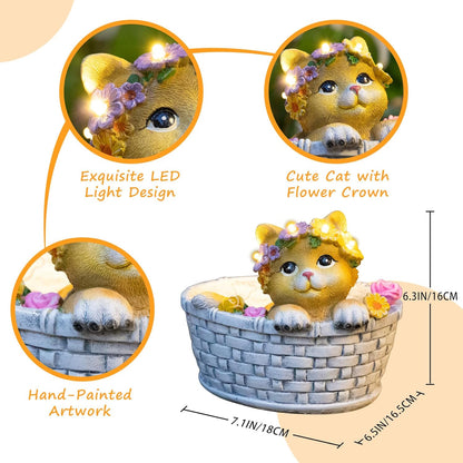 HOMEIMPRO Garden Decor Outdoor Statue Solar Lights, Cat Lover Gifts, Backyard Patio Decor, 8LED, Lovely Kitten Garden Gifts, Outside Decorations, Birthday Garden Gifts for Women Mom