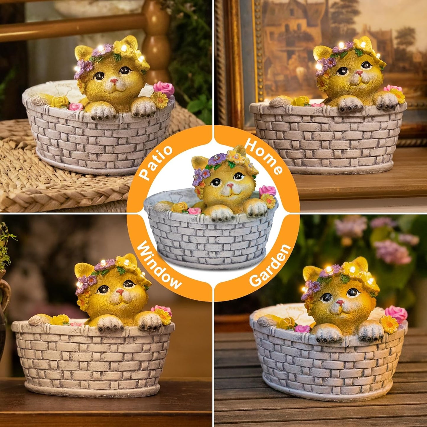 HOMEIMPRO Garden Decor Outdoor Statue Solar Lights, Cat Lover Gifts, Backyard Patio Decor, 8LED, Lovely Kitten Garden Gifts, Outside Decorations, Birthday Garden Gifts for Women Mom