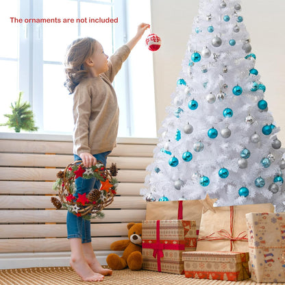COSTWAY 6Ft-Artificial-PVC-Christmas-Tree-W-Stand-Holiday-Season-Indoor-Outdoor-White