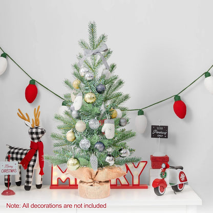 2.5 FT Artificial Mini Small Christmas Tree with 161 PE&PVC Mixed Branch Tips,Unlit Blue Spruce Pencil Small Xmas Tree with Burlap Base,30 inches Xmas Pine Tree for Table Desk Home Decor