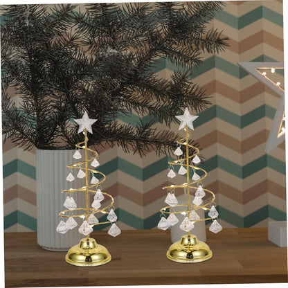 Garneck Glowing Christmas Tree LED Mini Sisal Trees Artificial Christmas Tree Model Miniature Christmas Tree Prelit Christmas Tree Christmas Decorations Fake Christmas Tree Golden Iron