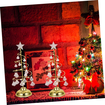 Garneck Glowing Christmas Tree LED Mini Sisal Trees Artificial Christmas Tree Model Miniature Christmas Tree Prelit Christmas Tree Christmas Decorations Fake Christmas Tree Golden Iron