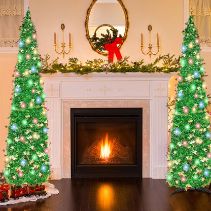 Pop Up Christmas Tree 5FT with 3Pack 3 Outlet Grounding Adapter ETL Listed Green