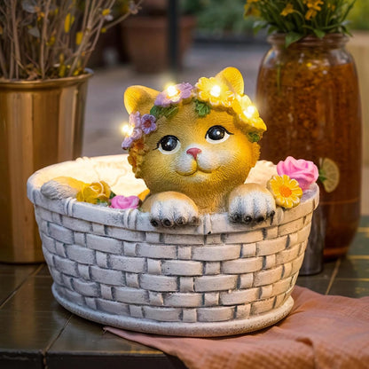 HOMEIMPRO Garden Decor Outdoor Statue Solar Lights, Cat Lover Gifts, Backyard Patio Decor, 8LED, Lovely Kitten Garden Gifts, Outside Decorations, Birthday Garden Gifts for Women Mom