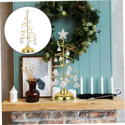 Garneck Glowing Christmas Tree LED Mini Sisal Trees Artificial Christmas Tree Model Miniature Christmas Tree Prelit Christmas Tree Christmas Decorations Fake Christmas Tree Golden Iron