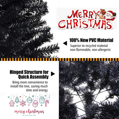 KTKDE 6ft Artificial Black Christmas Tree Outdoor Black Christmas Tree Halloween Tree Decorations with 1005 Tips Led String Lights Pencil Christmas Tree Indoor Holiday Office Party Decorations