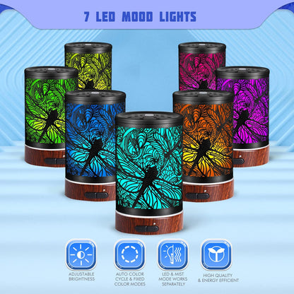 Essential Oils Diffuser,Christmas Aromatherapy Diffuser,Birthday Gifts for Women Mom Grandma,Metal Cool Mist Humidifier with 7 Colors Lights Waterless Auto Off Air Diffusers (Dragonfly)