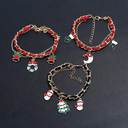 Zewuai Christmas Bracelet - Cute Cartoon Tree, Snowman, Elk Alloy Design. Perfect Xmas Accessories