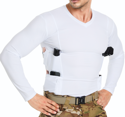 mens-v-neck-long-sleeve-holster-shirt-extra-zipper-pocket-white-2