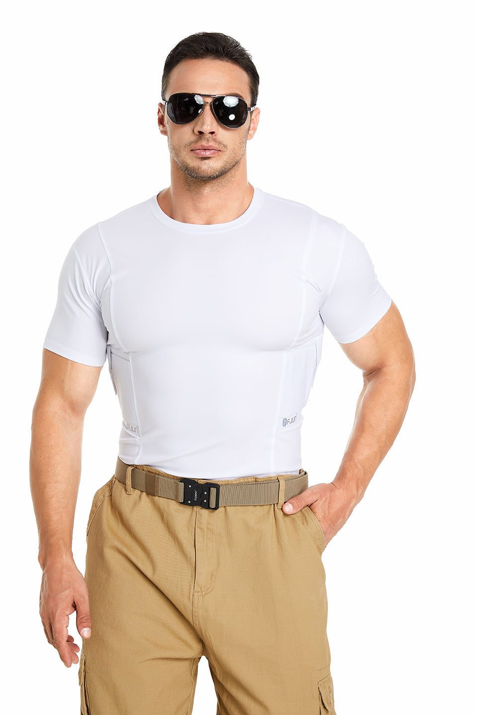 Mens Crew Neck Holster Shirt White